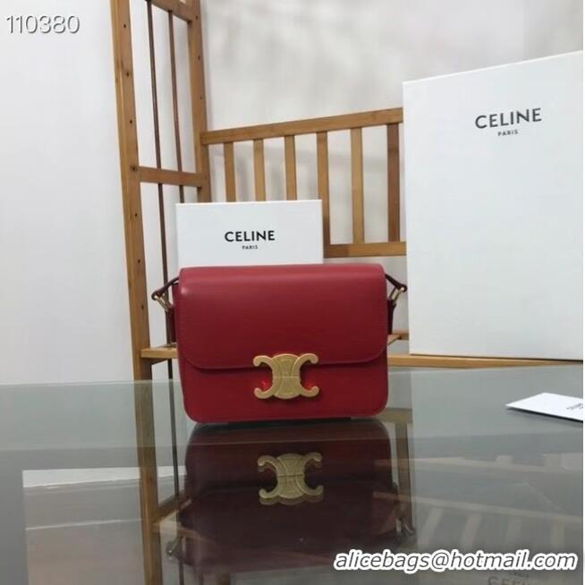 Discount Celine TEEN TRIOMPHE BAG IN SHINY CALFSKIN MINERAL 188423 red