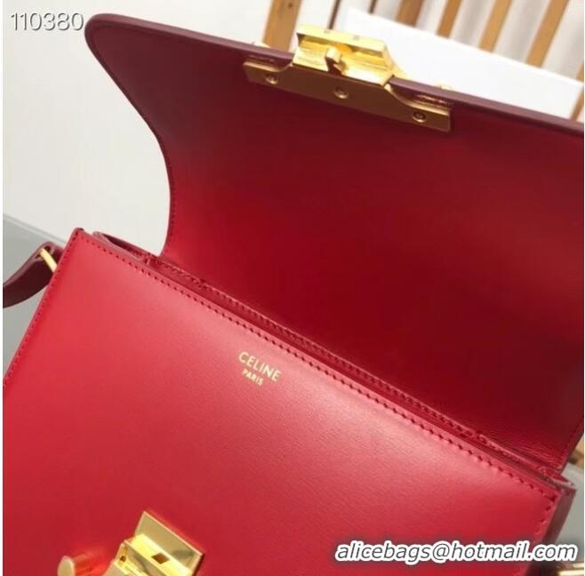 Discount Celine TEEN TRIOMPHE BAG IN SHINY CALFSKIN MINERAL 188423 red