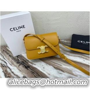 Luxury Cheap Celine TEEN TRIOMPHE BAG IN SHINY CALFSKIN MINERAL 188423 Yellow