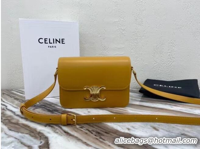 Luxury Cheap Celine TEEN TRIOMPHE BAG IN SHINY CALFSKIN MINERAL 188423 Yellow