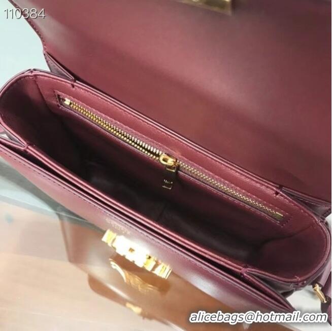 Famous Brand Celine TEEN TRIOMPHE BAG IN SHINY CALFSKIN MINERAL 188423 Burgundy