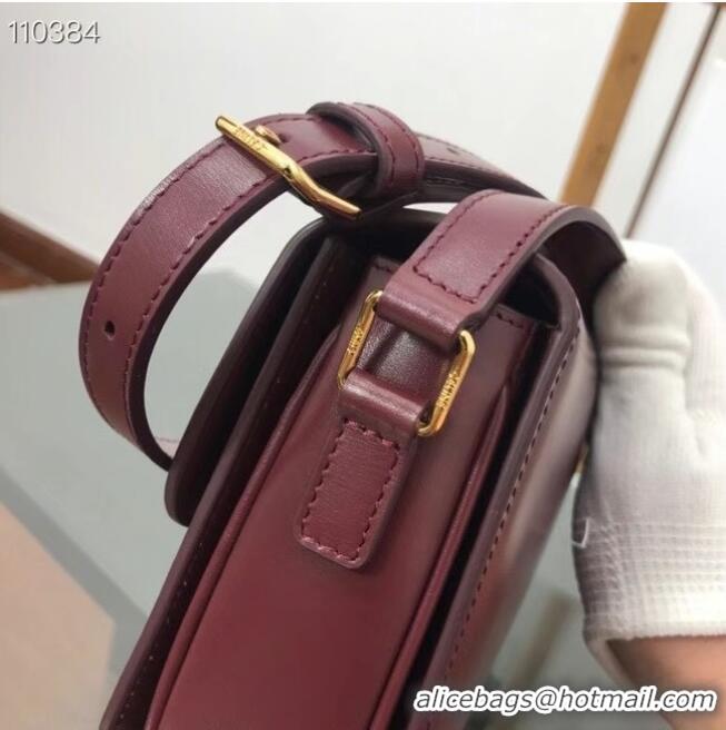 Famous Brand Celine TEEN TRIOMPHE BAG IN SHINY CALFSKIN MINERAL 188423 Burgundy