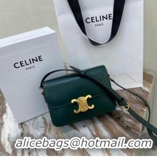 Super Quality Celine TEEN TRIOMPHE BAG IN SHINY CALFSKIN MINERAL 188423 blackish green