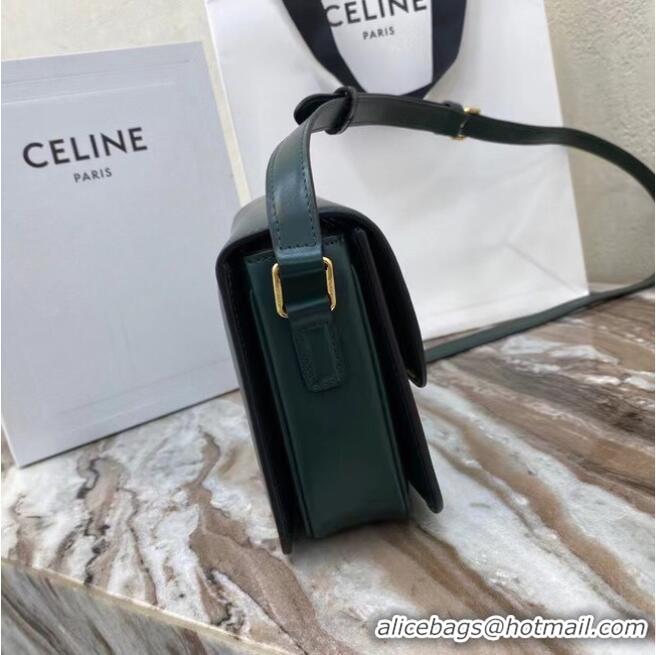 Super Quality Celine TEEN TRIOMPHE BAG IN SHINY CALFSKIN MINERAL 188423 blackish green