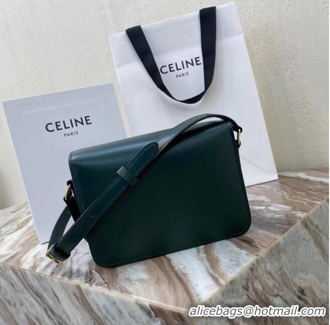 Super Quality Celine TEEN TRIOMPHE BAG IN SHINY CALFSKIN MINERAL 188423 blackish green