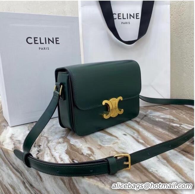 Super Quality Celine TEEN TRIOMPHE BAG IN SHINY CALFSKIN MINERAL 188423 blackish green