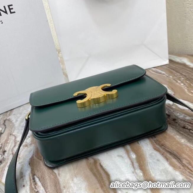 Super Quality Celine TEEN TRIOMPHE BAG IN SHINY CALFSKIN MINERAL 188423 blackish green