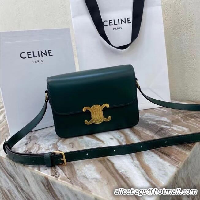 Super Quality Celine TEEN TRIOMPHE BAG IN SHINY CALFSKIN MINERAL 188423 blackish green