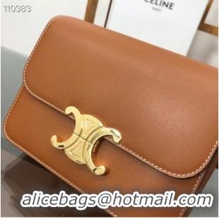 Discount Celine TEEN TRIOMPHE BAG IN SHINY CALFSKIN MINERAL 188423 brown