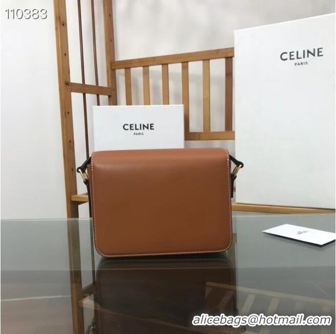 Discount Celine TEEN TRIOMPHE BAG IN SHINY CALFSKIN MINERAL 188423 brown