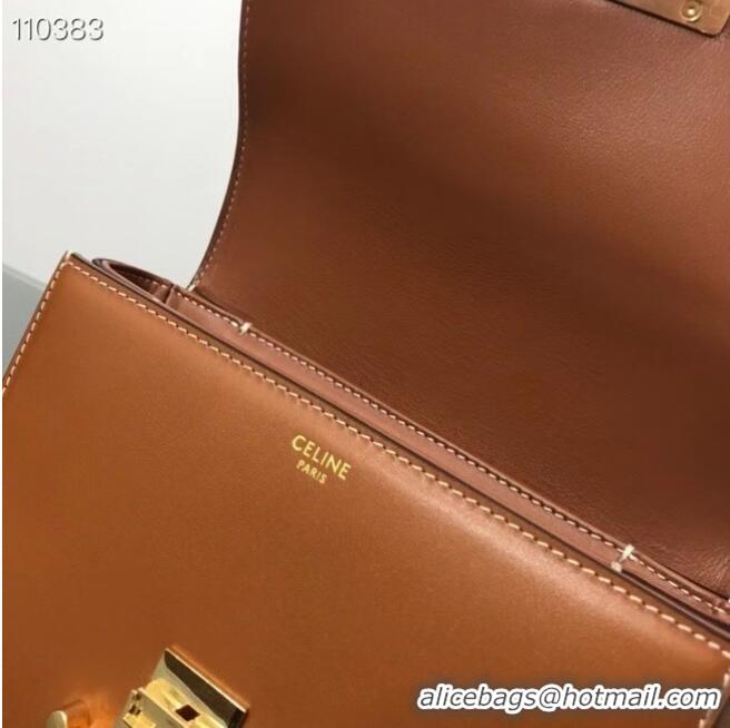 Discount Celine TEEN TRIOMPHE BAG IN SHINY CALFSKIN MINERAL 188423 brown