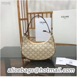 Shop Inexpensive Celine AVA BAG IN TRIOMPHE CANVAS AND CALFSKIN 193952 WHITE