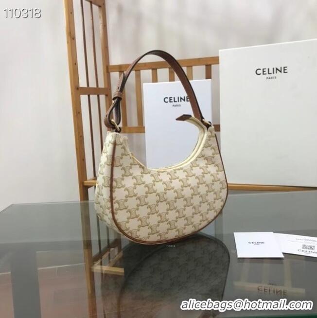 Shop Inexpensive Celine AVA BAG IN TRIOMPHE CANVAS AND CALFSKIN 193952 WHITE