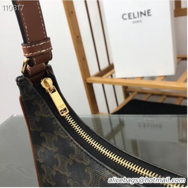 Luxury Cheap Celine AVA BAG IN TRIOMPHE CANVAS AND CALFSKIN 193952 Black