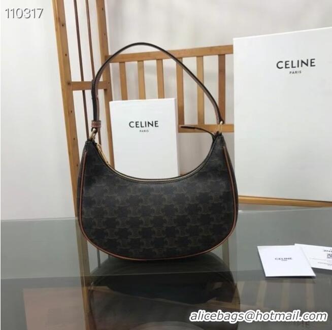 Luxury Cheap Celine AVA BAG IN TRIOMPHE CANVAS AND CALFSKIN 193952 Black