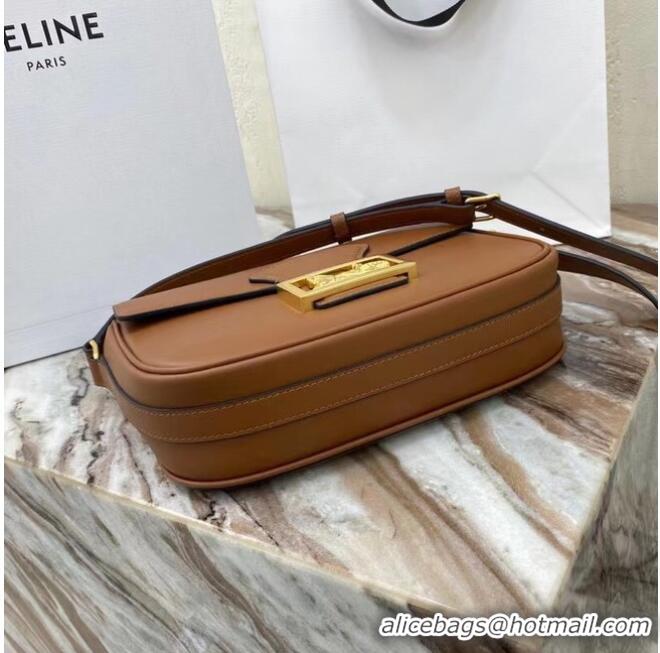 Top Design Celine TEEN TRIOMPHE BAG IN SHINY CALFSKIN MINERAL 195302 Brown