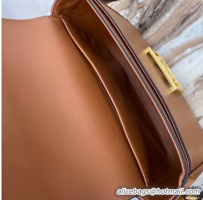 Top Design Celine TEEN TRIOMPHE BAG IN SHINY CALFSKIN MINERAL 195302 Brown