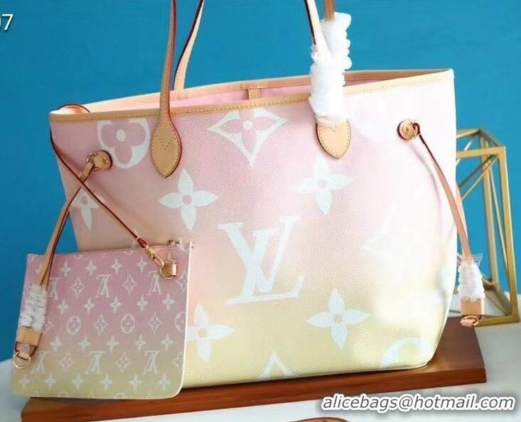 Good Looking Louis Vuitton Monogram Giant Canvas NEVERFULL MM M45680 Pink & Yellow