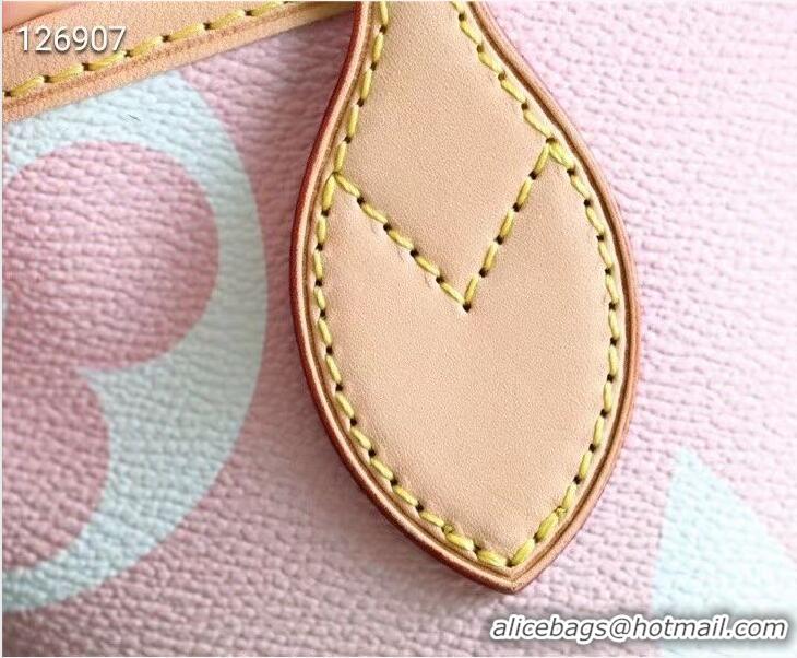 Good Looking Louis Vuitton Monogram Giant Canvas NEVERFULL MM M45680 Pink & Yellow