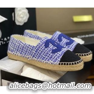 New Style Chanel Embroidered CC Tweed Espadrilles 031055 Purple 2021