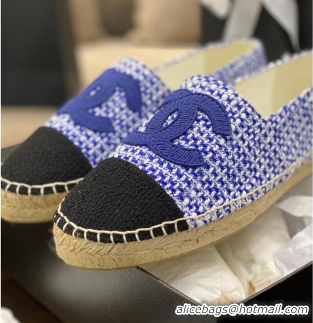 New Style Chanel Embroidered CC Tweed Espadrilles 031055 Purple 2021