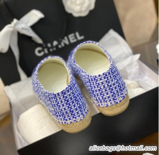 New Style Chanel Embroidered CC Tweed Espadrilles 031055 Purple 2021