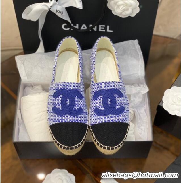 New Style Chanel Embroidered CC Tweed Espadrilles 031055 Purple 2021