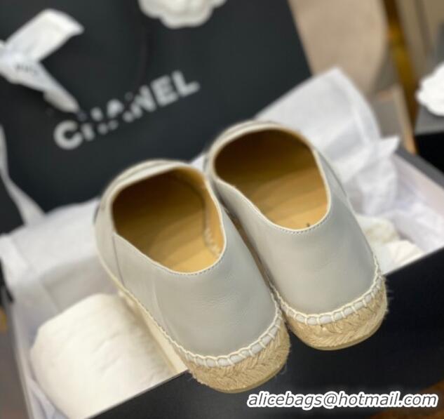 Best Price Chanel Embroidered CC Lambskin Espadrilles 031058 White 2021