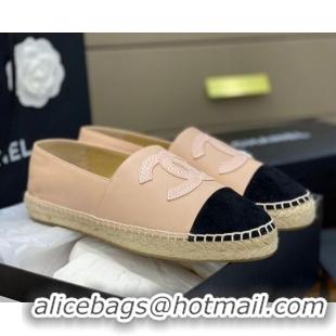 Luxury Chanel Embroidered CC Lambskin Espadrilles 031058 Nude 2021