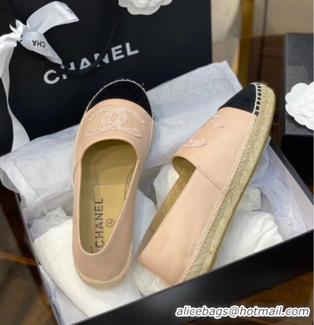 Luxury Chanel Embroidered CC Lambskin Espadrilles 031058 Nude 2021