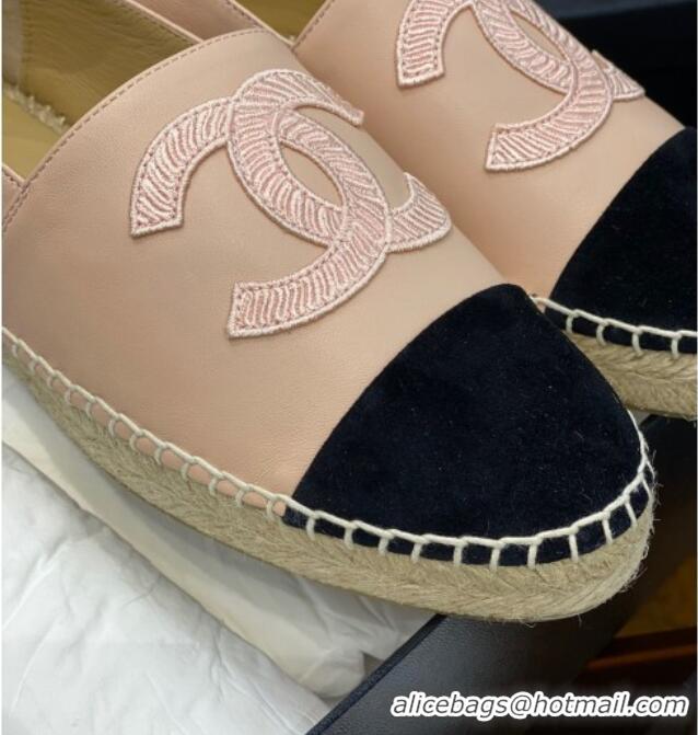 Luxury Chanel Embroidered CC Lambskin Espadrilles 031058 Nude 2021