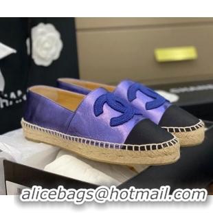 Shop Duplicate Chanel Embroidered CC Lambskin Espadrilles 031058 Purple 2021