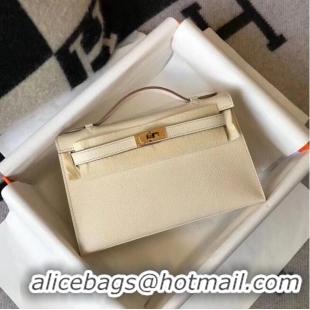 New Style Hermes Kelly 22cm Handle Bag Epsom Leather KL22 Cream