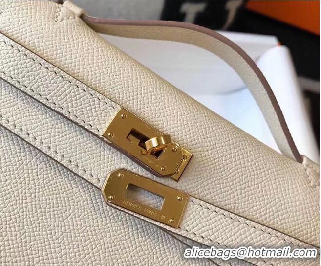 New Style Hermes Kelly 22cm Handle Bag Epsom Leather KL22 Cream