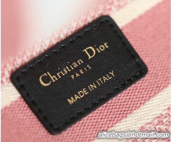 Buy Cheap DIOR MEDIUM LADY D-LITE BAG Pink D-Stripes Embroidery M0565