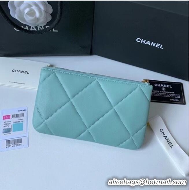 Shop Grade CHANEL 19 Sheepskin Original Leather Carry on bag AP1059 blue