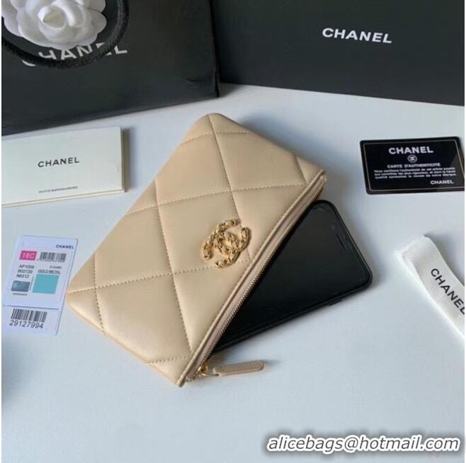 Top Design CHANEL 19 Sheepskin Original Leather Carry on bag AP1059 Cream