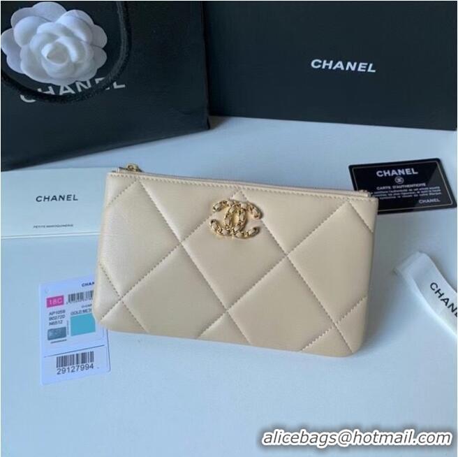 Top Design CHANEL 19 Sheepskin Original Leather Carry on bag AP1059 Cream