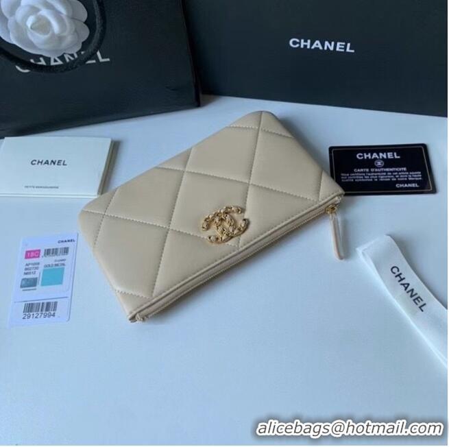 Top Design CHANEL 19 Sheepskin Original Leather Carry on bag AP1059 Cream