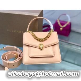 AAAAA Discount Bvlgari Serpenti Forever leather small crossbody bag B210762 pink