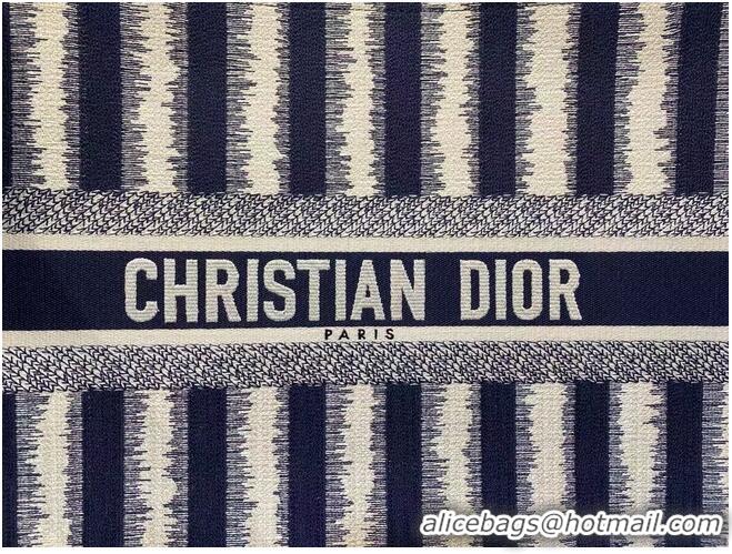 Unique Grade DIOR BOOK TOTE Blue D-Stripes Embroidery M1286Z