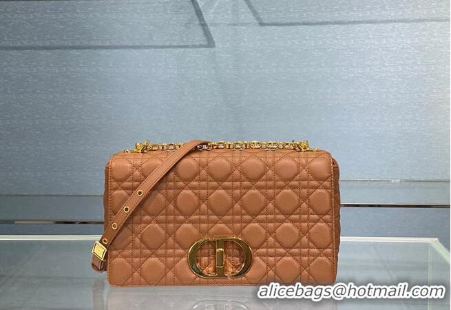 Good Taste LARGE DIOR CARO BAG Soft Cannage Calfskin M9243U Cognac-Colored