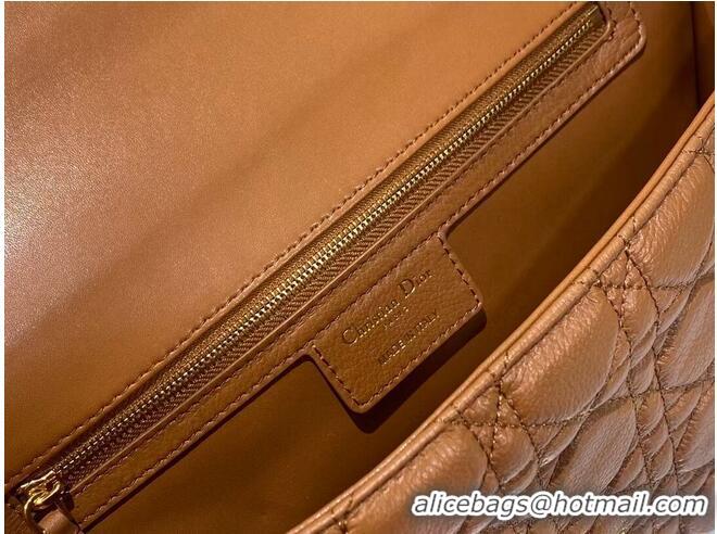 Good Taste LARGE DIOR CARO BAG Soft Cannage Calfskin M9243U Cognac-Colored