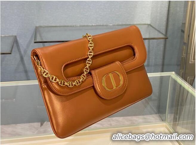 Classic DIOR MEDIUM DIORDOUBLE BAG Gradient Calfskin M8641U Cognac Colored Smooth