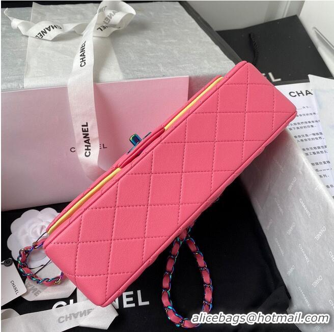 Top Quality Chanel Classic Flap Shoulder Bag Original Sheepskin leather Colors Buckle Medium A01113 Rose&Yellow