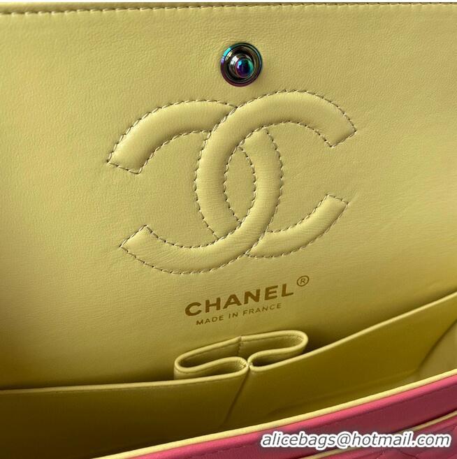 Top Quality Chanel Classic Flap Shoulder Bag Original Sheepskin leather Colors Buckle Medium A01113 Rose&Yellow