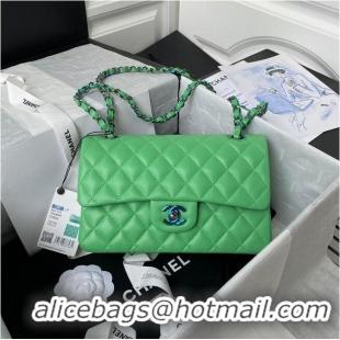 New Style Chanel Classic Flap Shoulder Bag Original Sheepskin leather Colors Buckle Medium A01113 Green&Blue