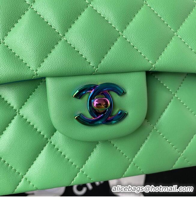 New Style Chanel Classic Flap Shoulder Bag Original Sheepskin leather Colors Buckle Medium A01113 Green&Blue