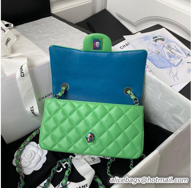 Top Grade Chanel Classic Flap Shoulder Bag Original Sheepskin leather Colors Buckle A01116 Green&Blue