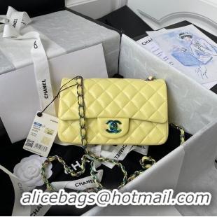 Good Quality Chanel Classic Flap Shoulder Bag Original Sheepskin leather Colors Buckle A01116 Yellow&Blue